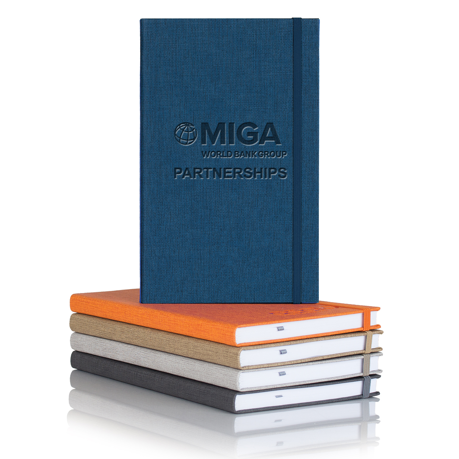 Picture of Castelli Linen Banded Medio Lined White Page Journal