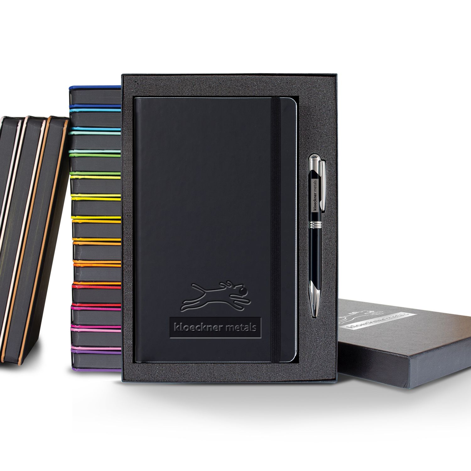 Picture of Castelli Black Laser Medio Lined Ivory Page Journal Gift Set