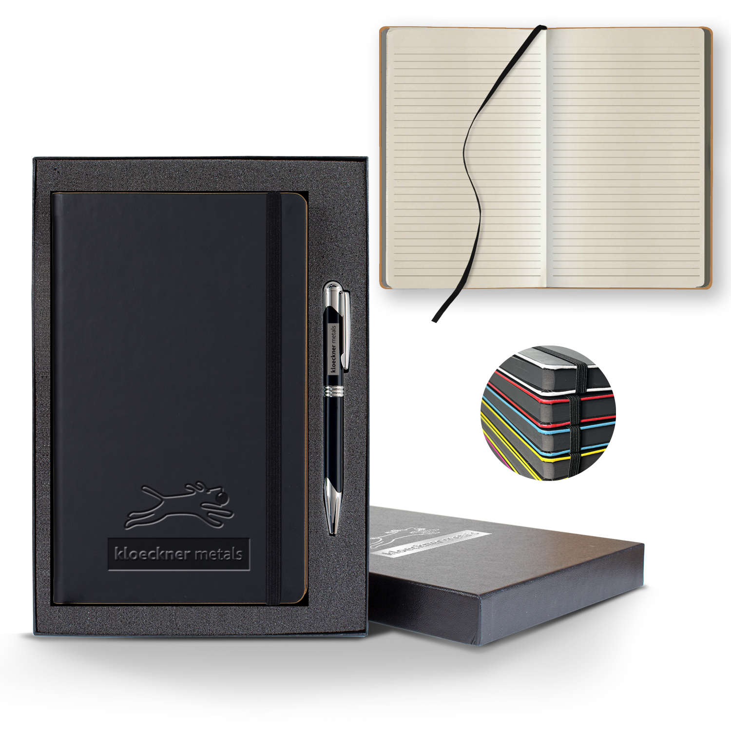 Picture of Castelli Black Laser Medio Lined Ivory Page Journal Gift Set