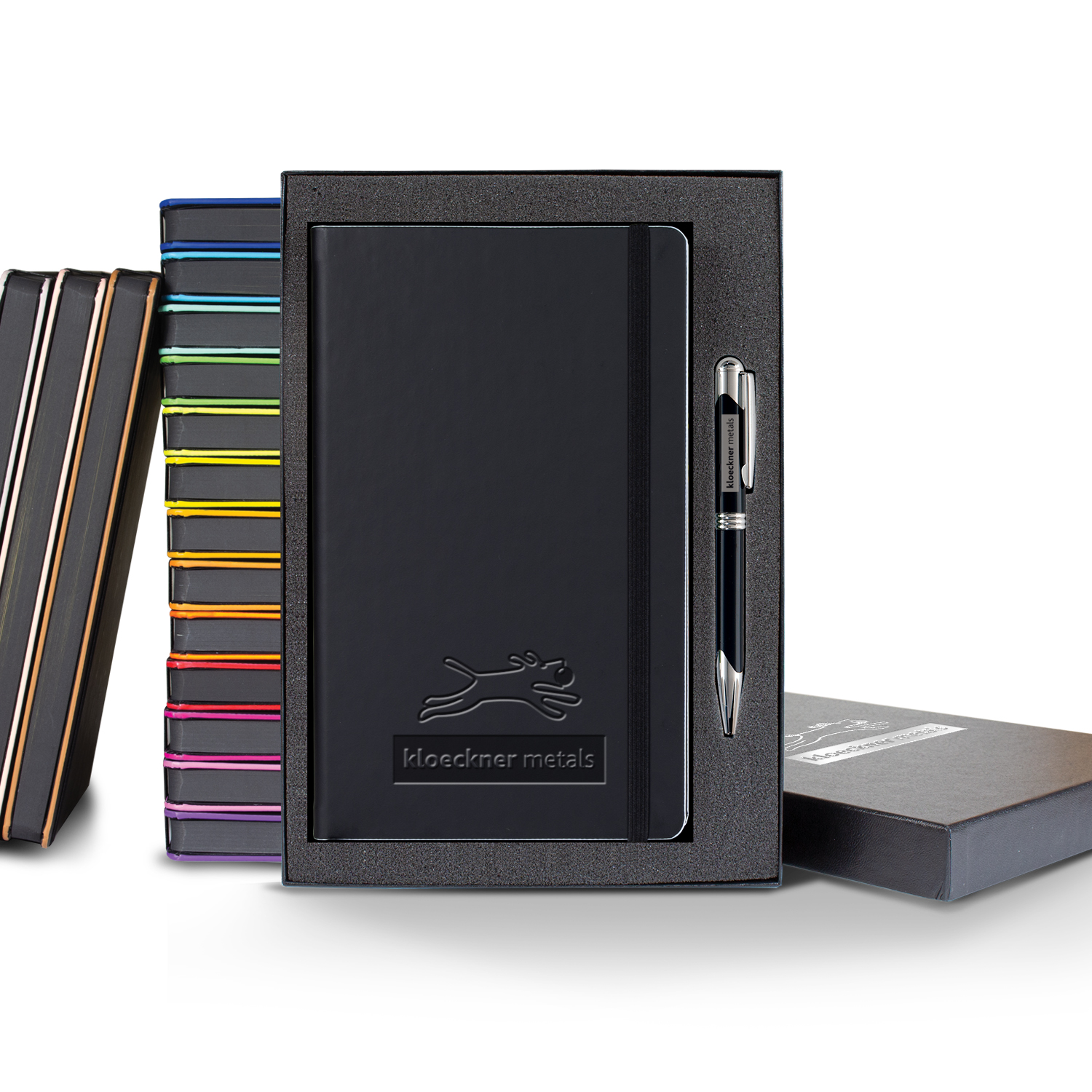 Picture of Castelli Black Laser Medio Lined Ivory Page Journal Gift Set