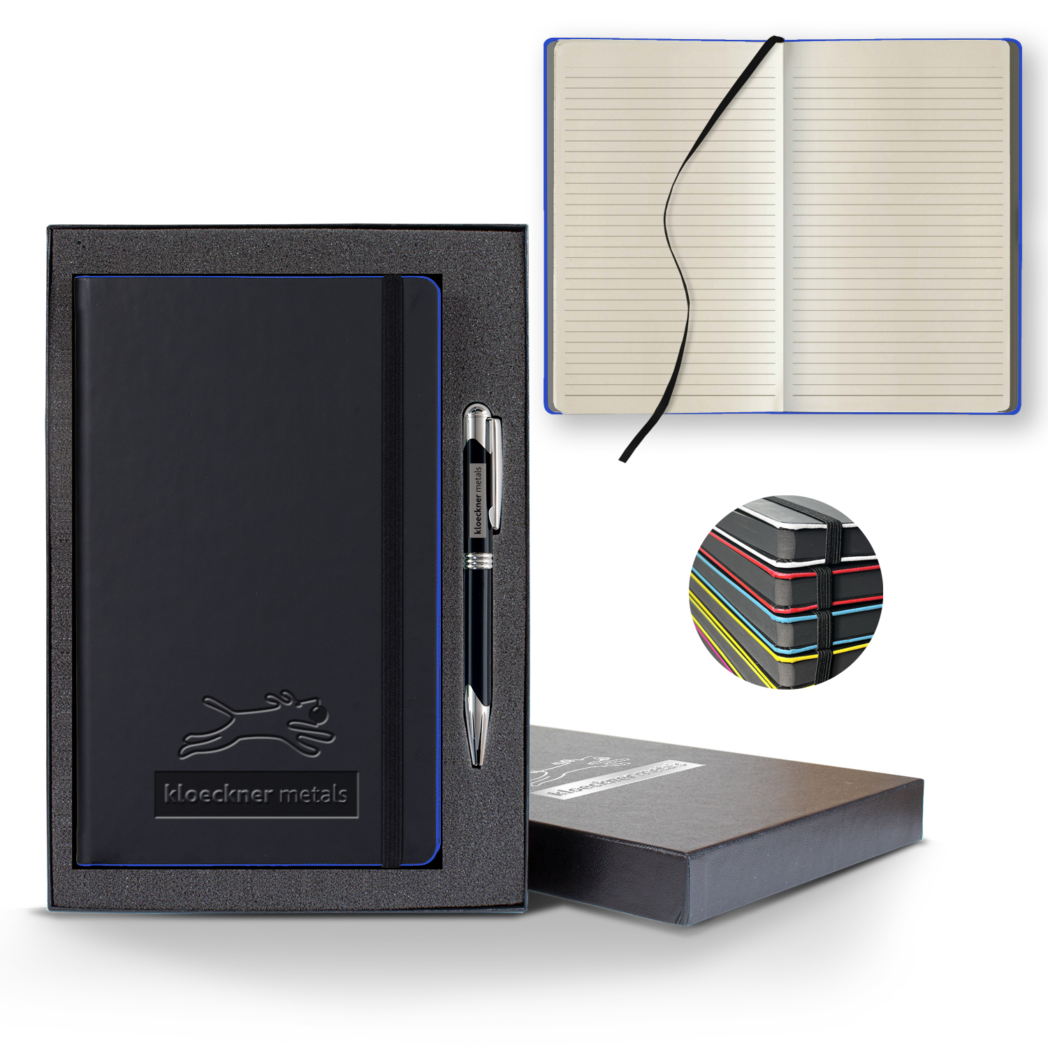 Picture of Castelli Black Laser Medio Lined Ivory Page Journal Gift Set