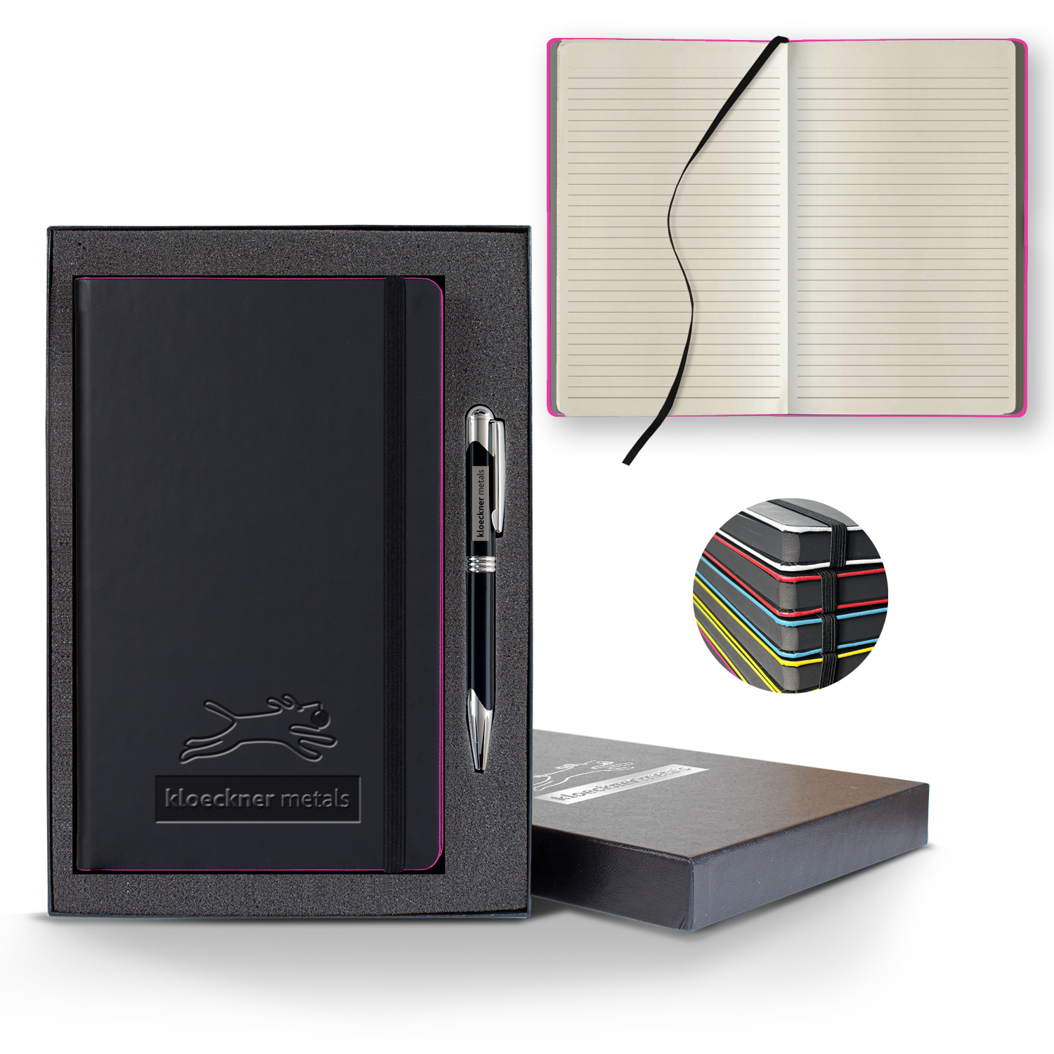 Picture of Castelli Black Laser Medio Lined Ivory Page Journal Gift Set