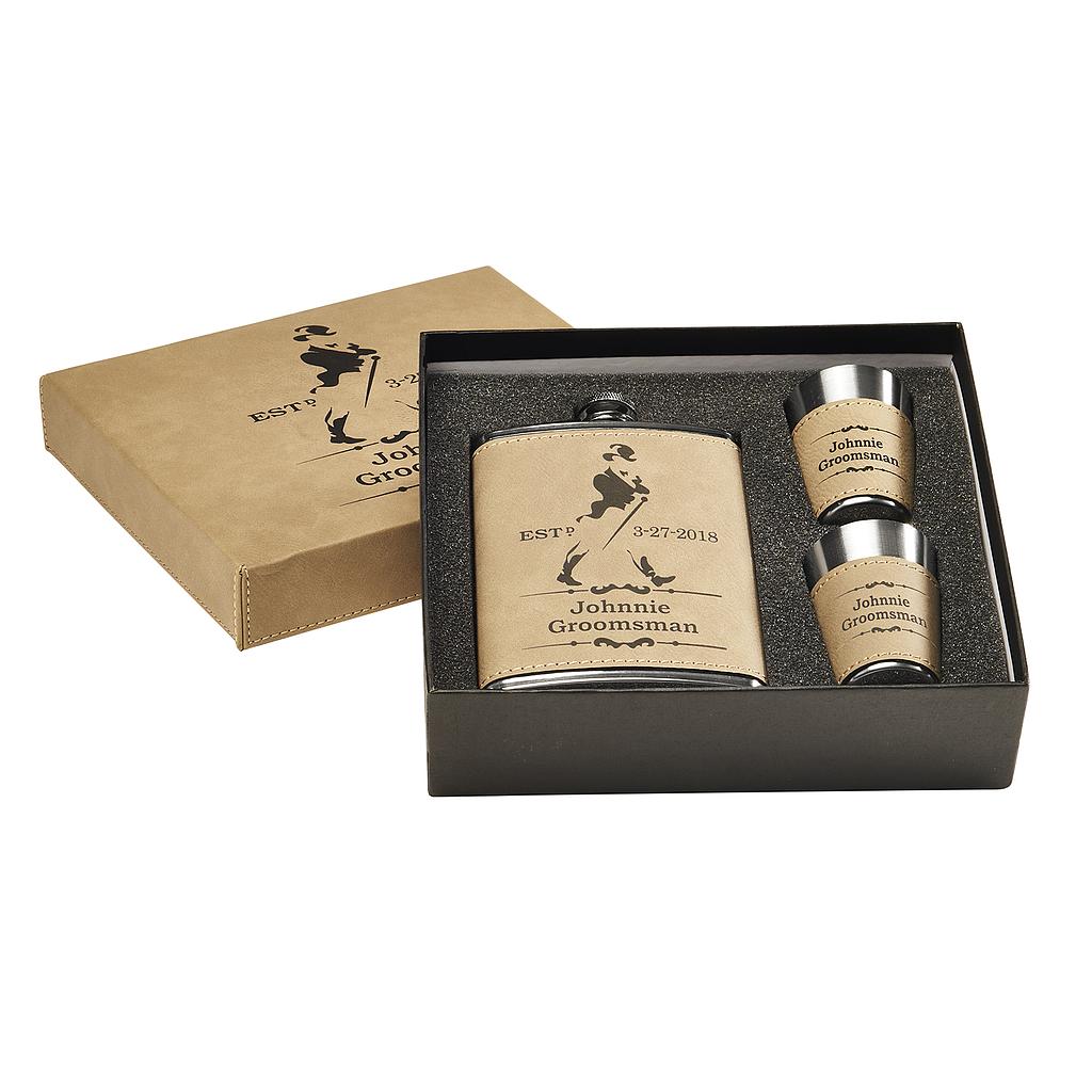 Picture of Leatherette Flask Set