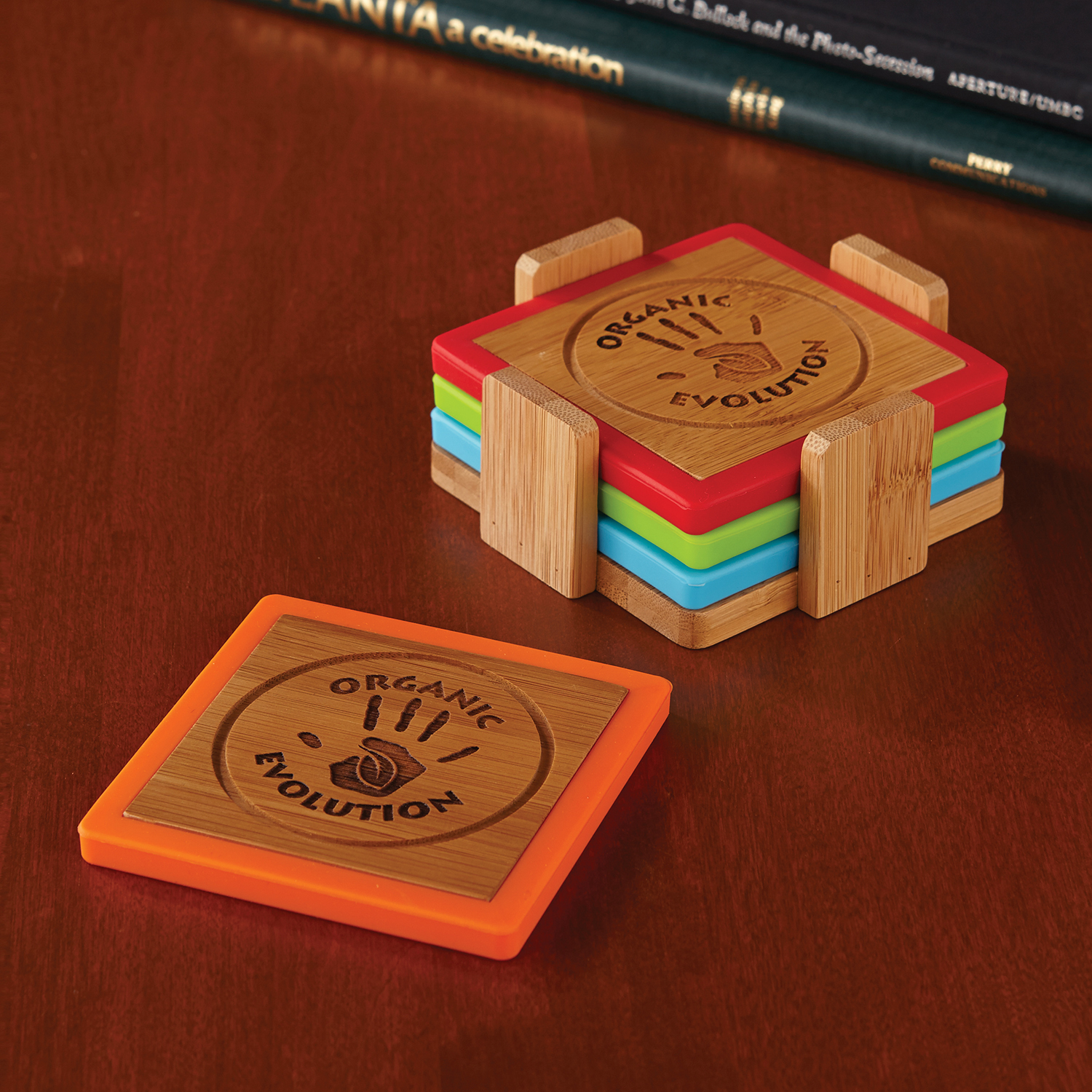 Picture of Bamboo and Silicone Coaster Set