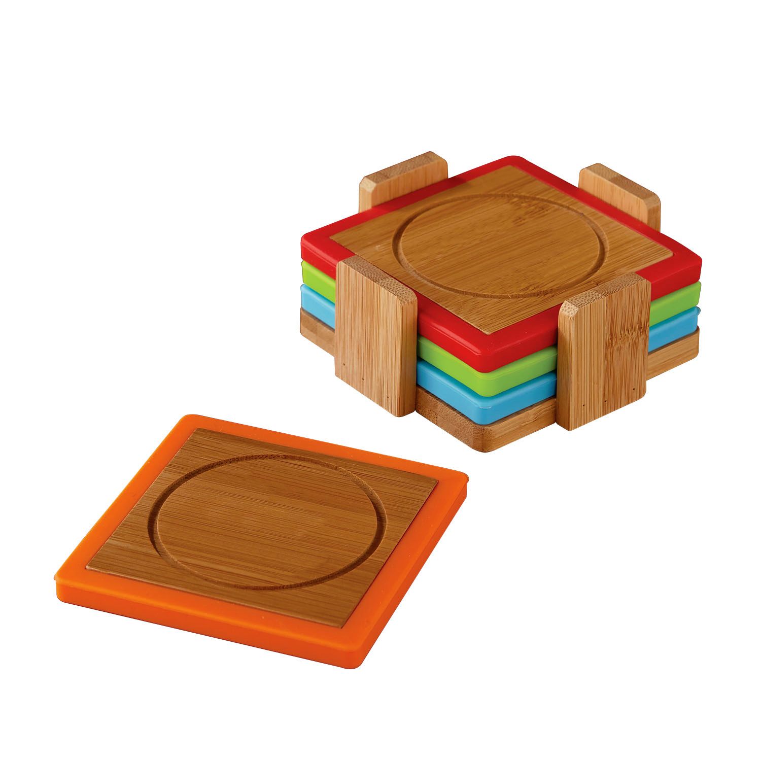 Picture of Bamboo and Silicone Coaster Set