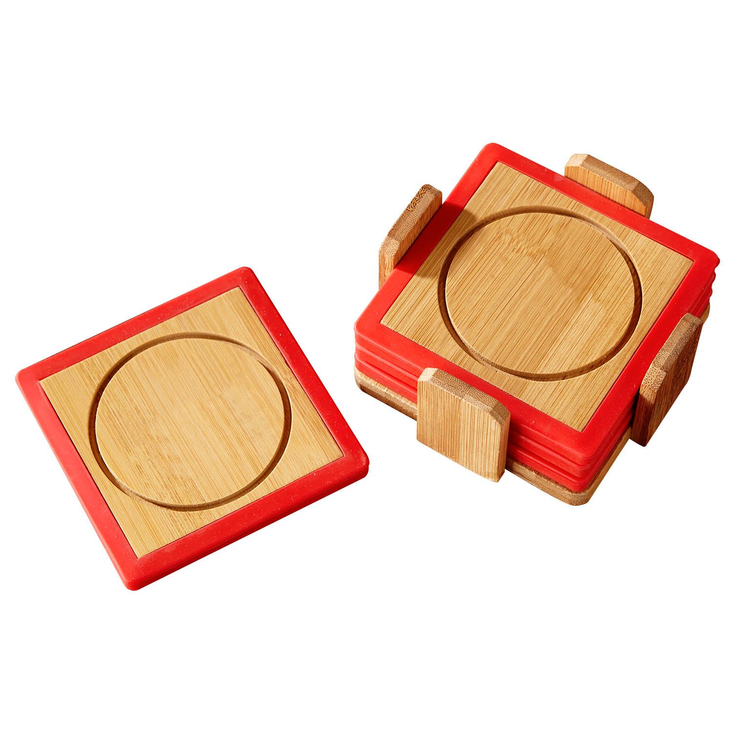 Picture of Bamboo and Silicone Coaster Set