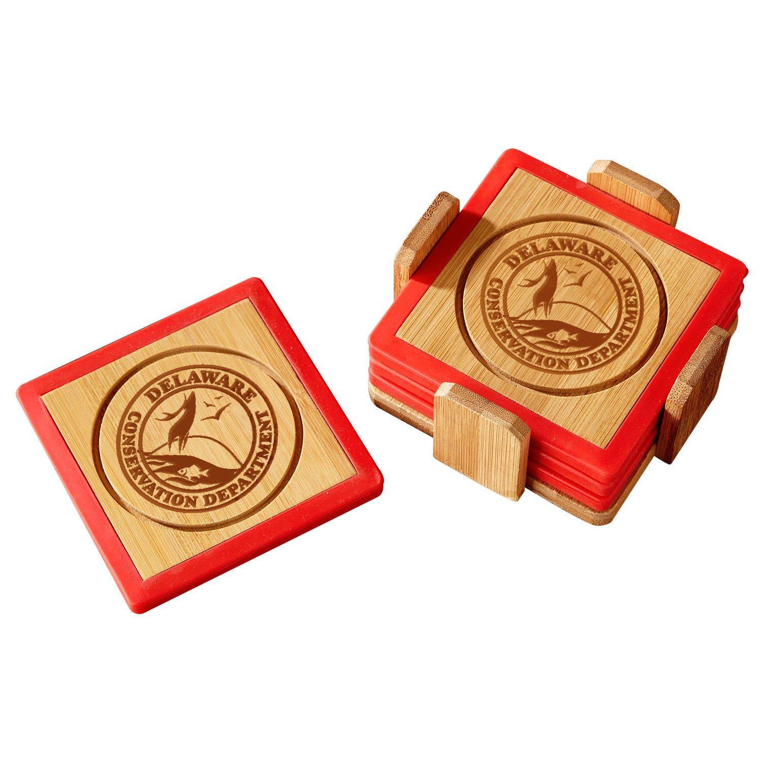 Picture of Bamboo and Silicone Coaster Set