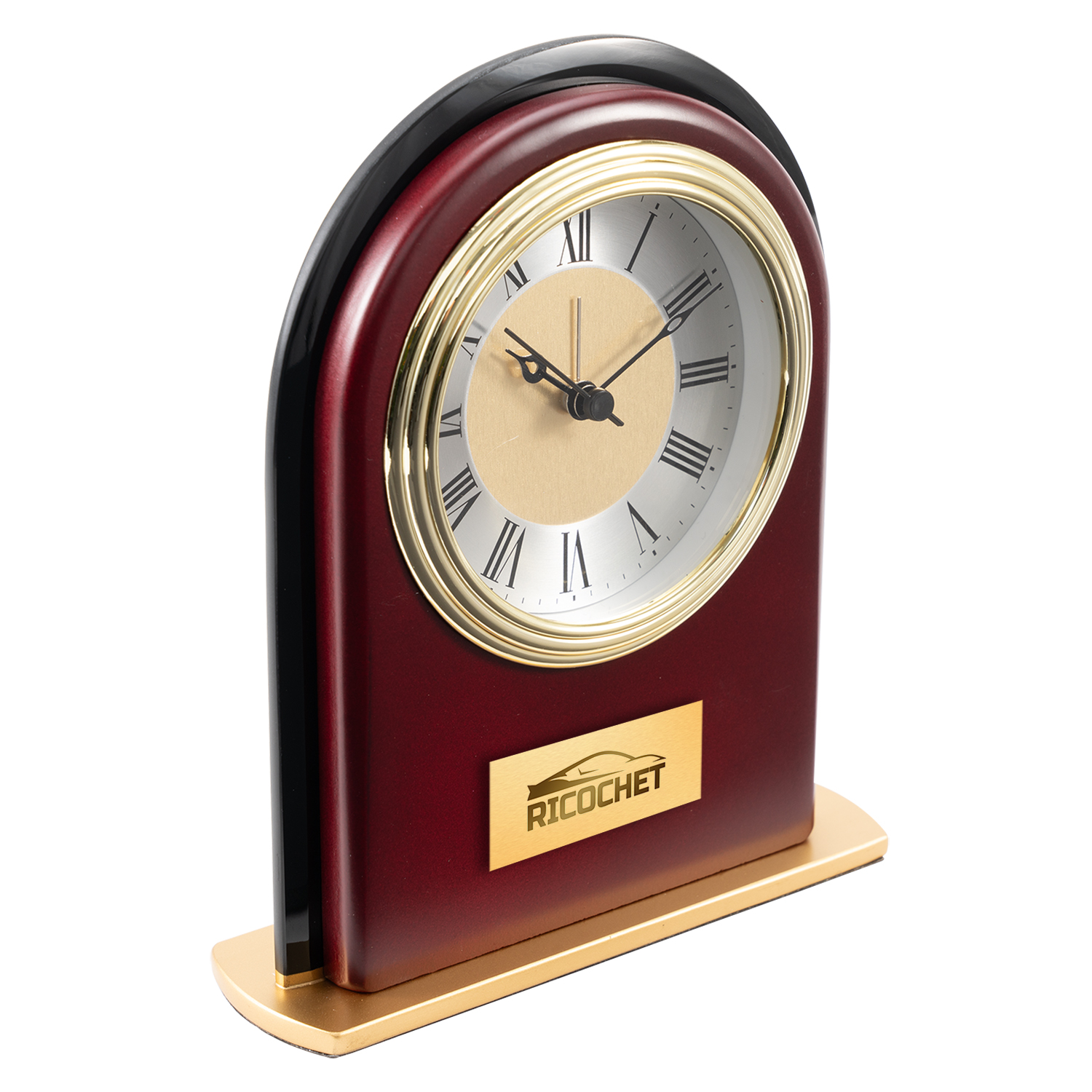 Picture of Rosewood and Black Glass Arch Clock