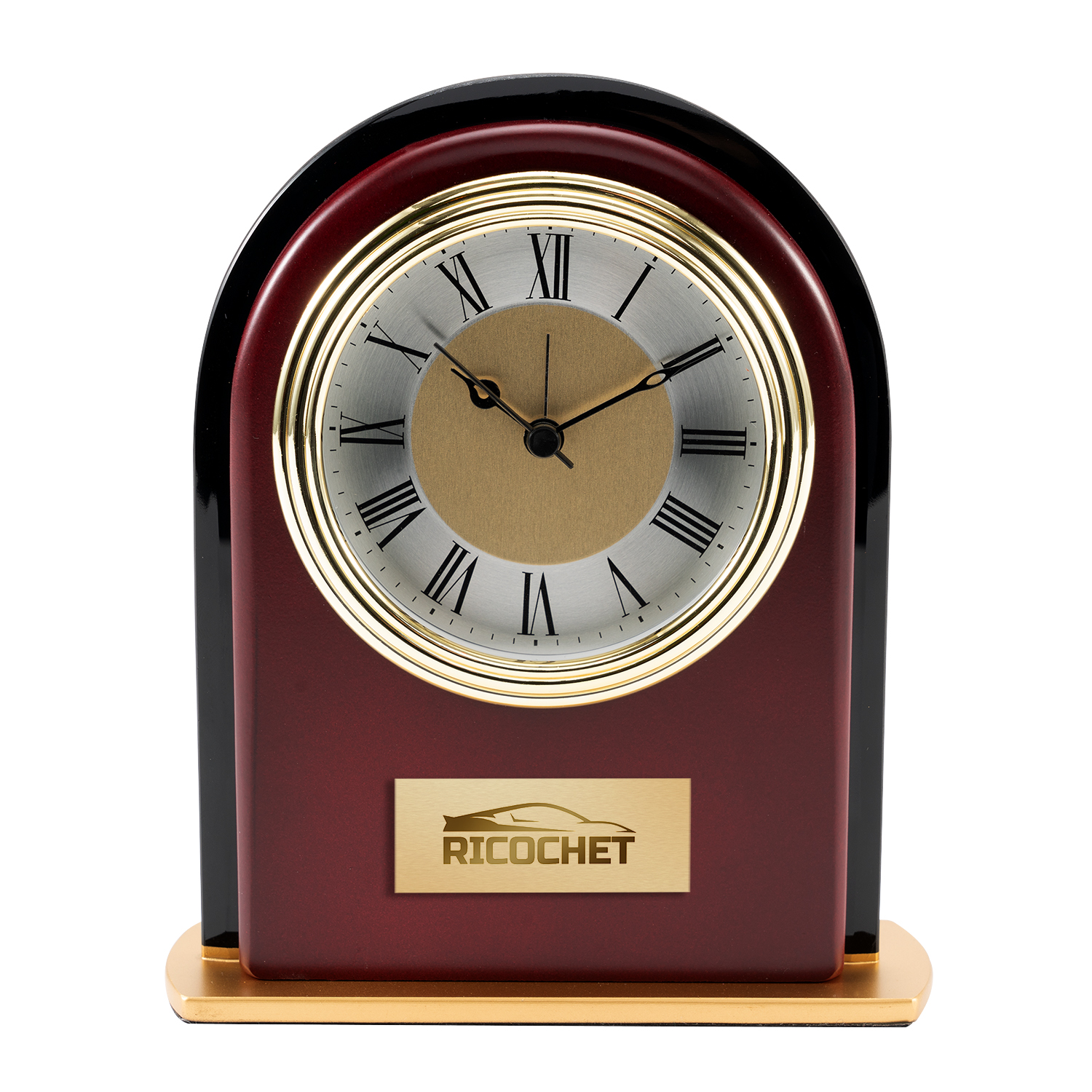 Picture of Rosewood and Black Glass Arch Clock