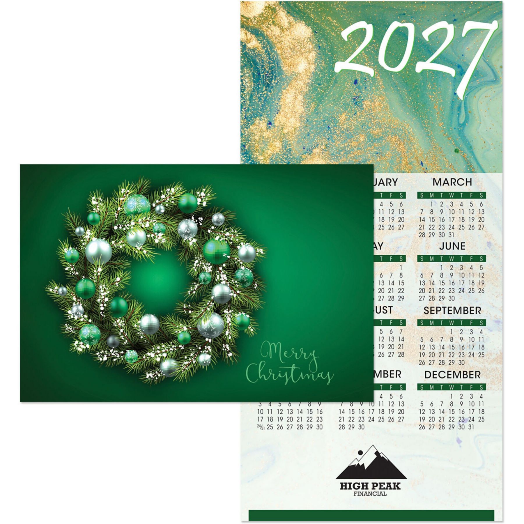 Picture of Marble Swirl Wreath Card To Calendar