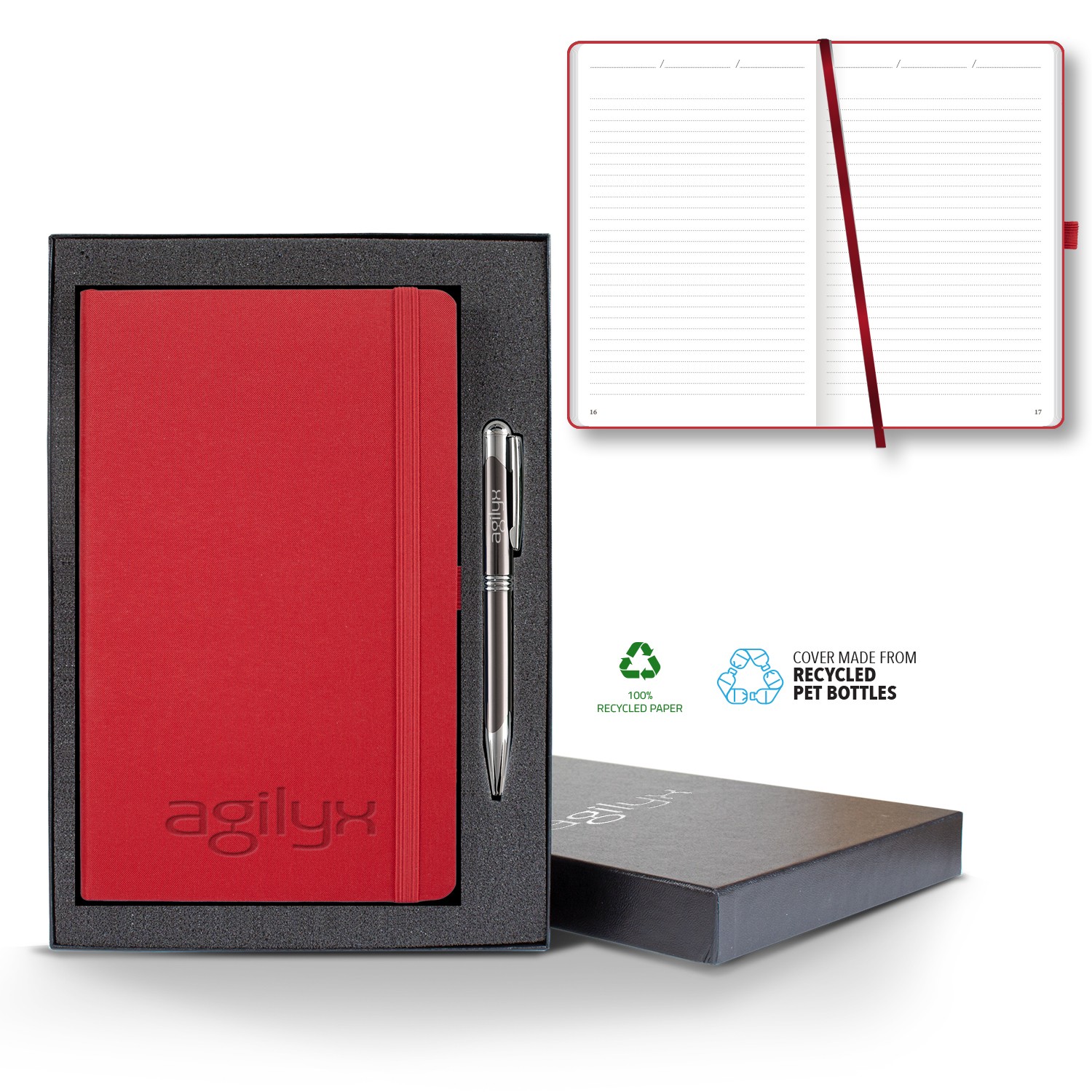 Picture of Castelli Oceano ECO rPET Medio Lined Recycled White Page Journal Gift Set
