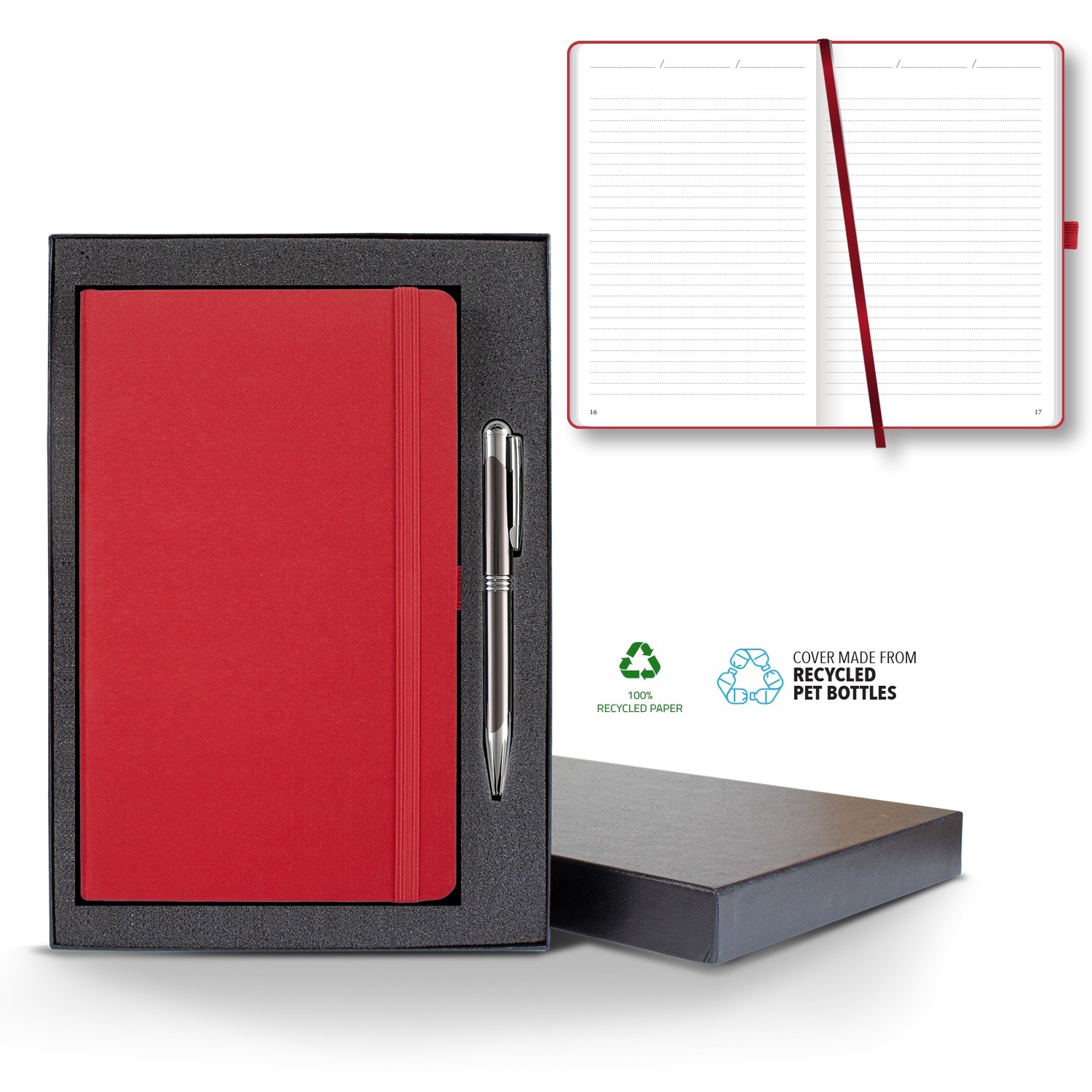 Picture of Castelli Oceano ECO rPET Medio Lined Recycled White Page Journal Gift Set
