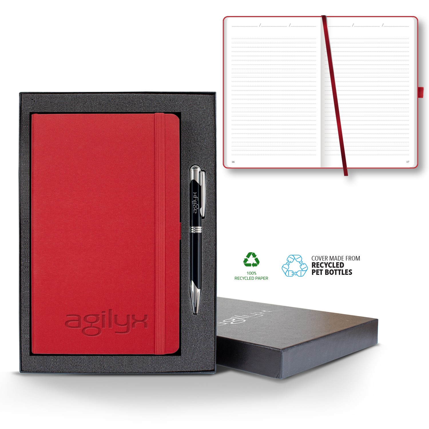 Picture of Castelli Oceano ECO rPET Medio Lined Recycled White Page Journal Gift Set