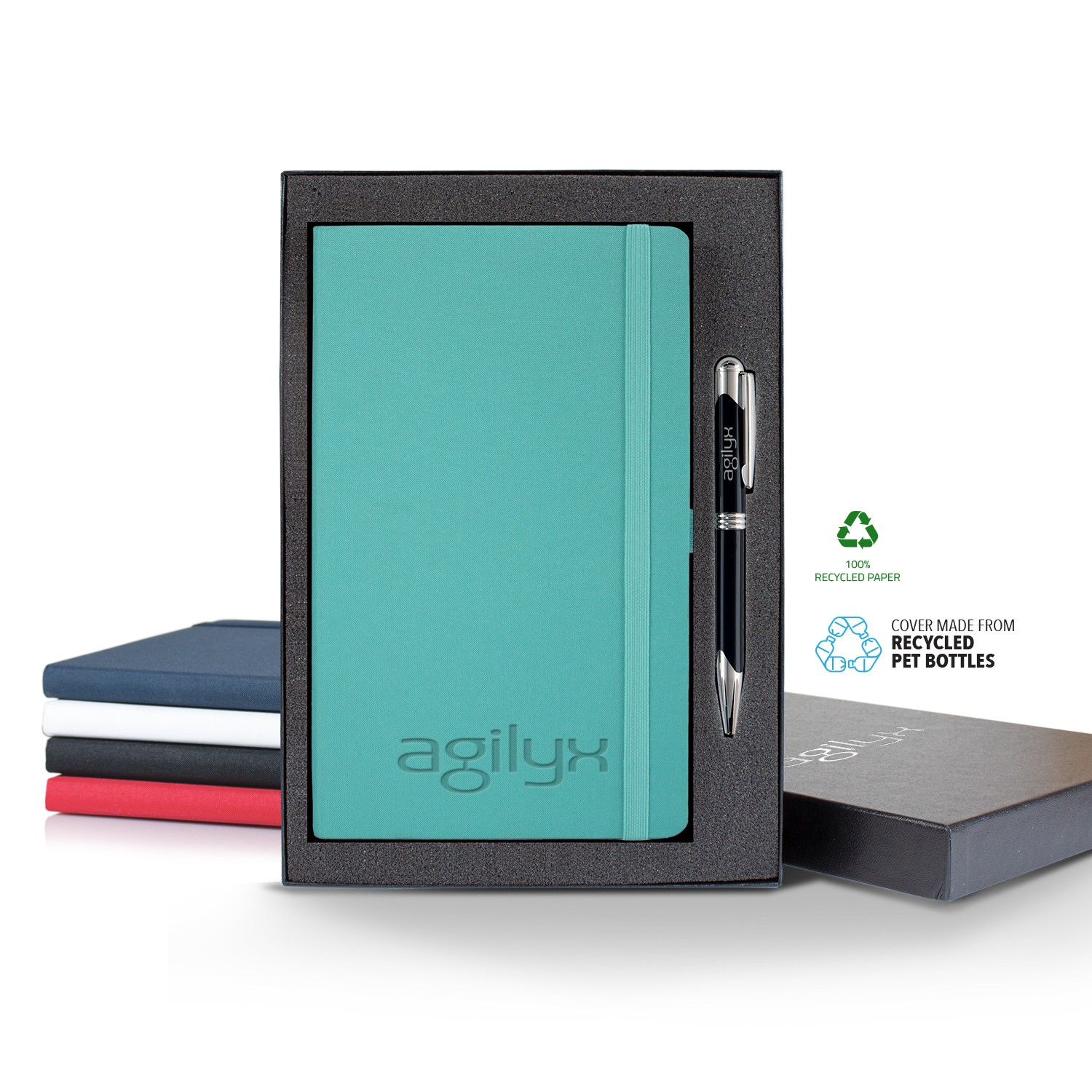Picture of Castelli Oceano ECO rPET Medio Lined Recycled White Page Journal Gift Set