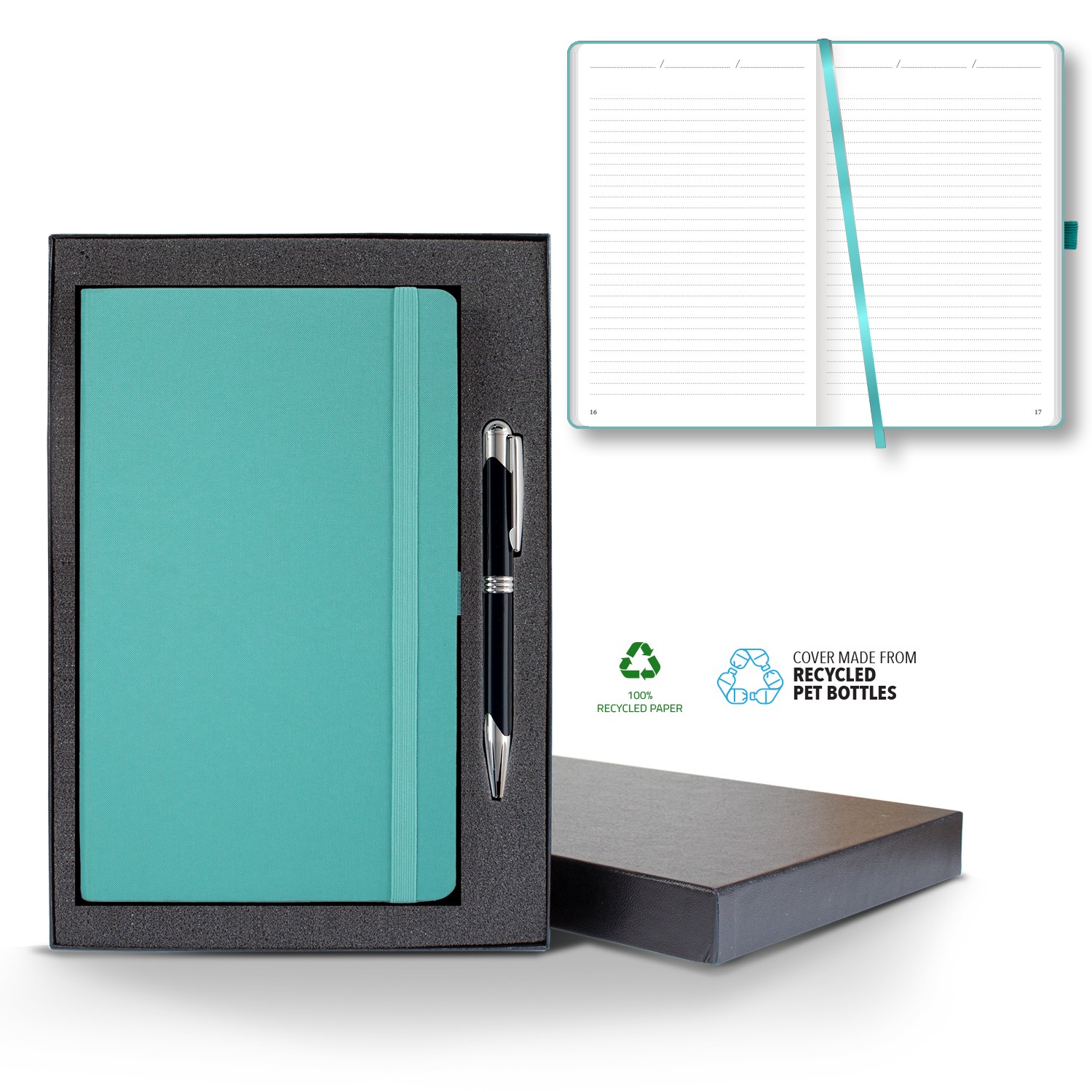 Picture of Castelli Oceano ECO rPET Medio Lined Recycled White Page Journal Gift Set