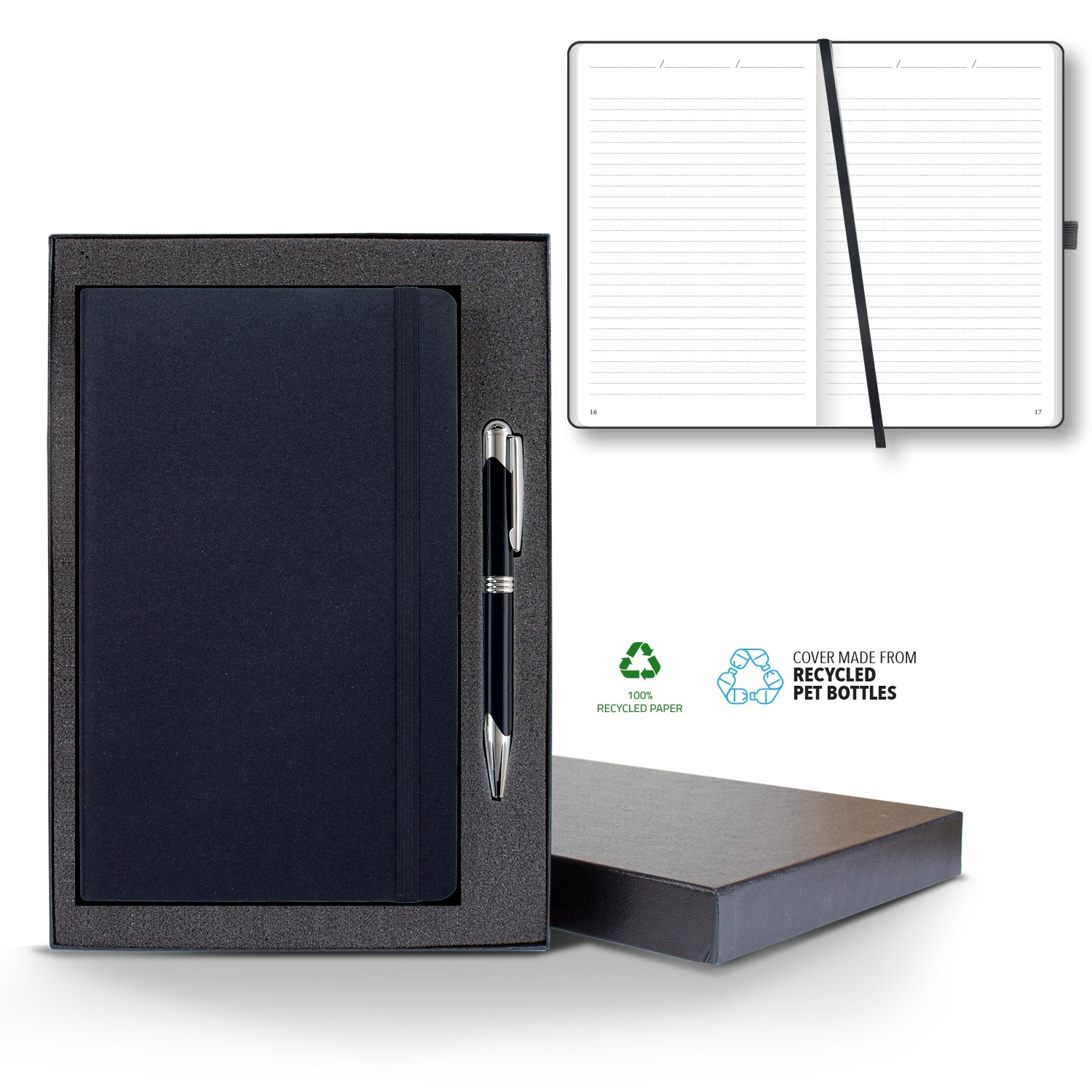 Picture of Castelli Oceano ECO rPET Medio Lined Recycled White Page Journal Gift Set