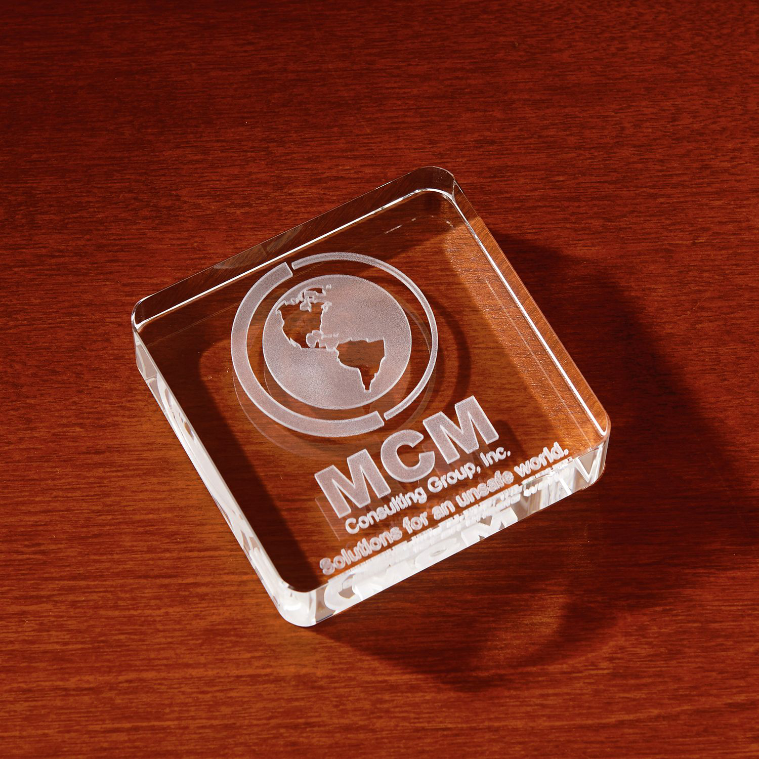 Picture of 3D Crystal Square Paperweight - Small