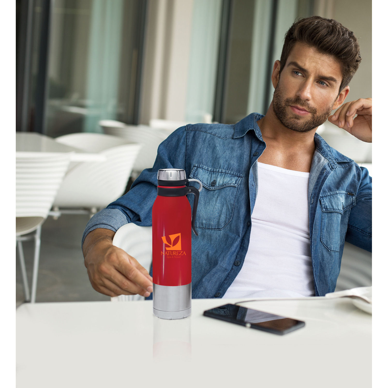 Picture of 25oz Clip-On Stainless Steel Vacuum Bottle