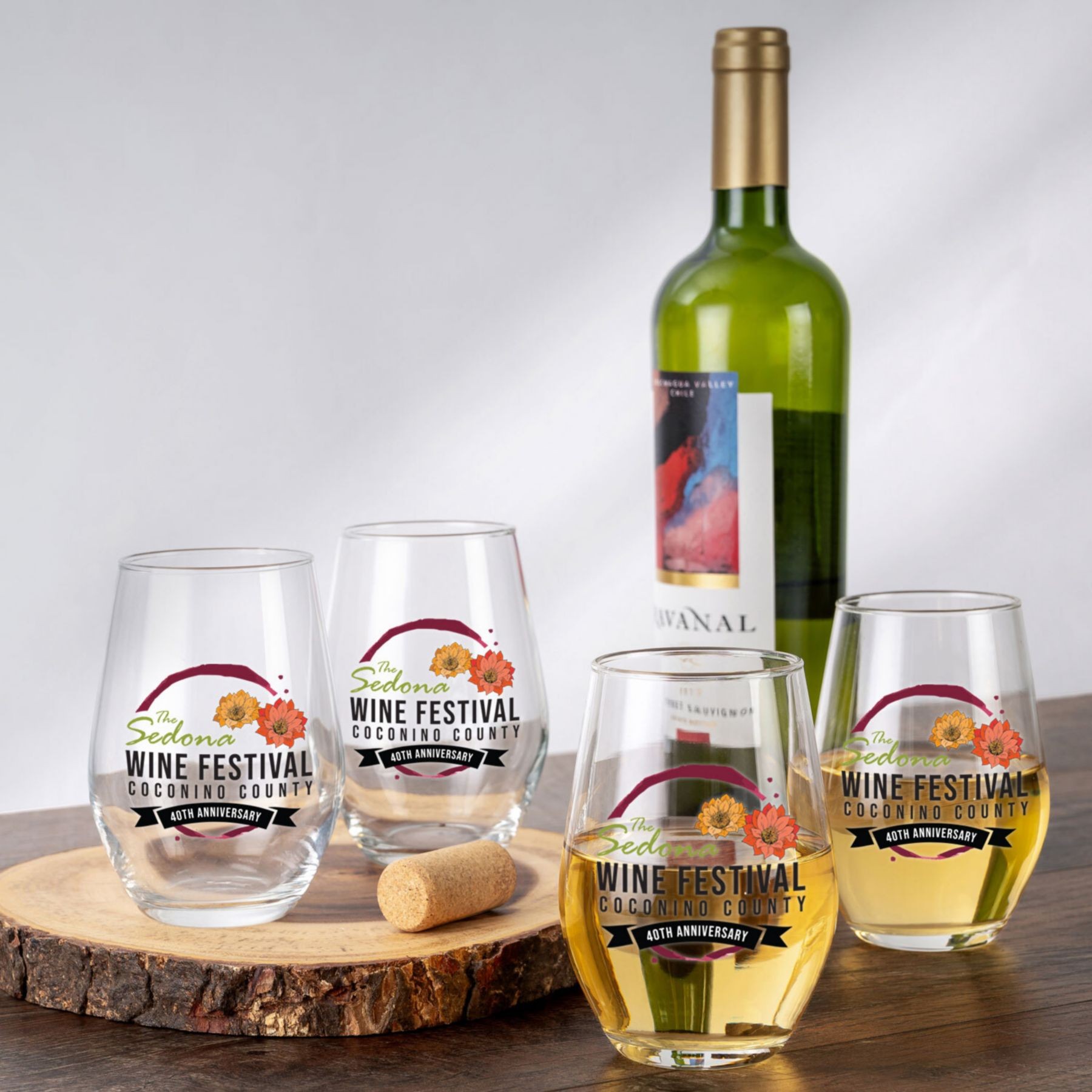 Picture of Full Color Stemless Wine Glass Gift Set Of 4