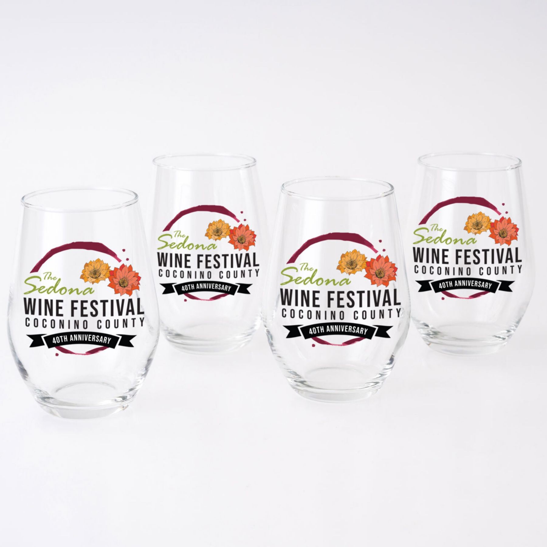 Picture of Full Color Stemless Wine Glass Gift Set Of 4