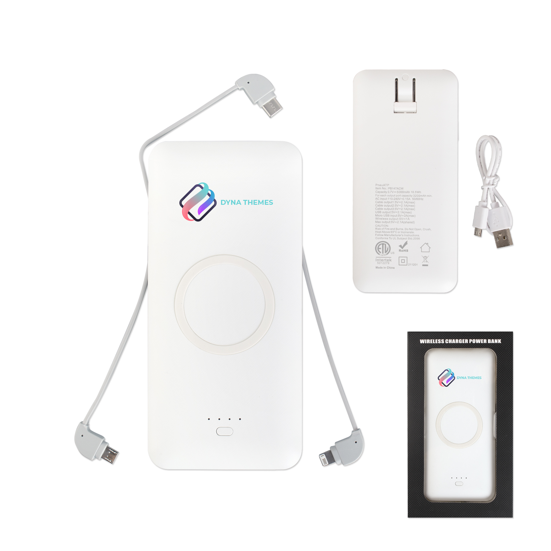 Picture of 5000 mAh Universal Power Bank w/Wireless Charging