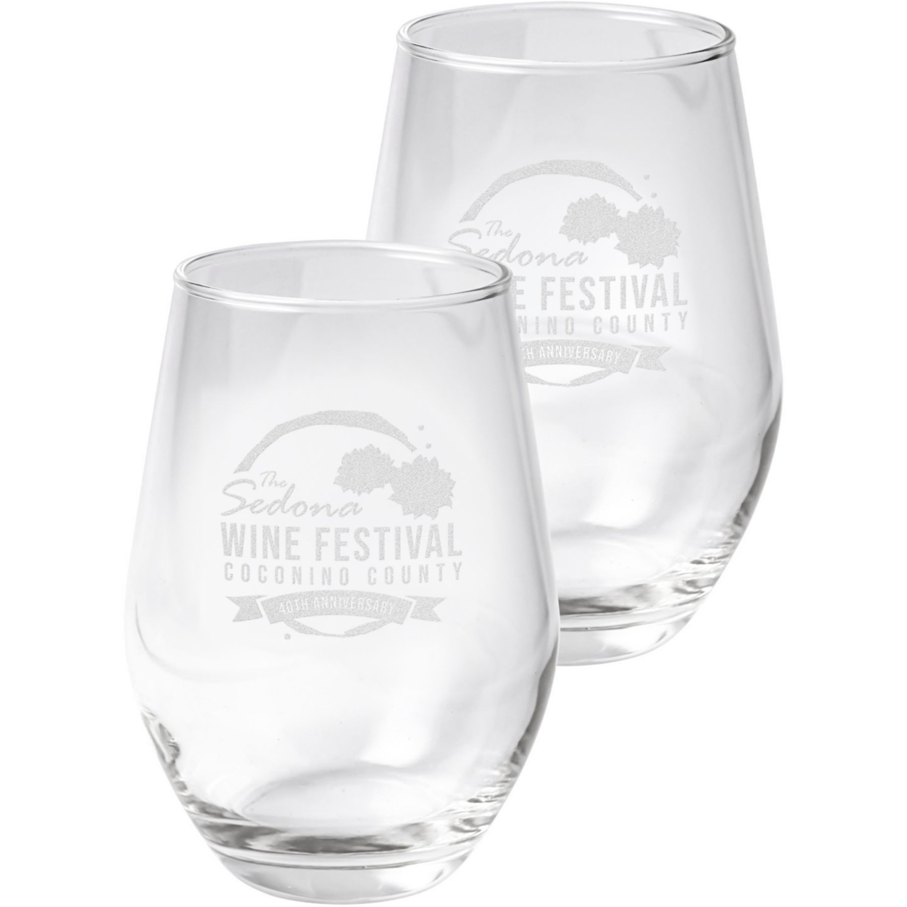 Picture of 2 Piece Etched Stemless Wine Glass Set