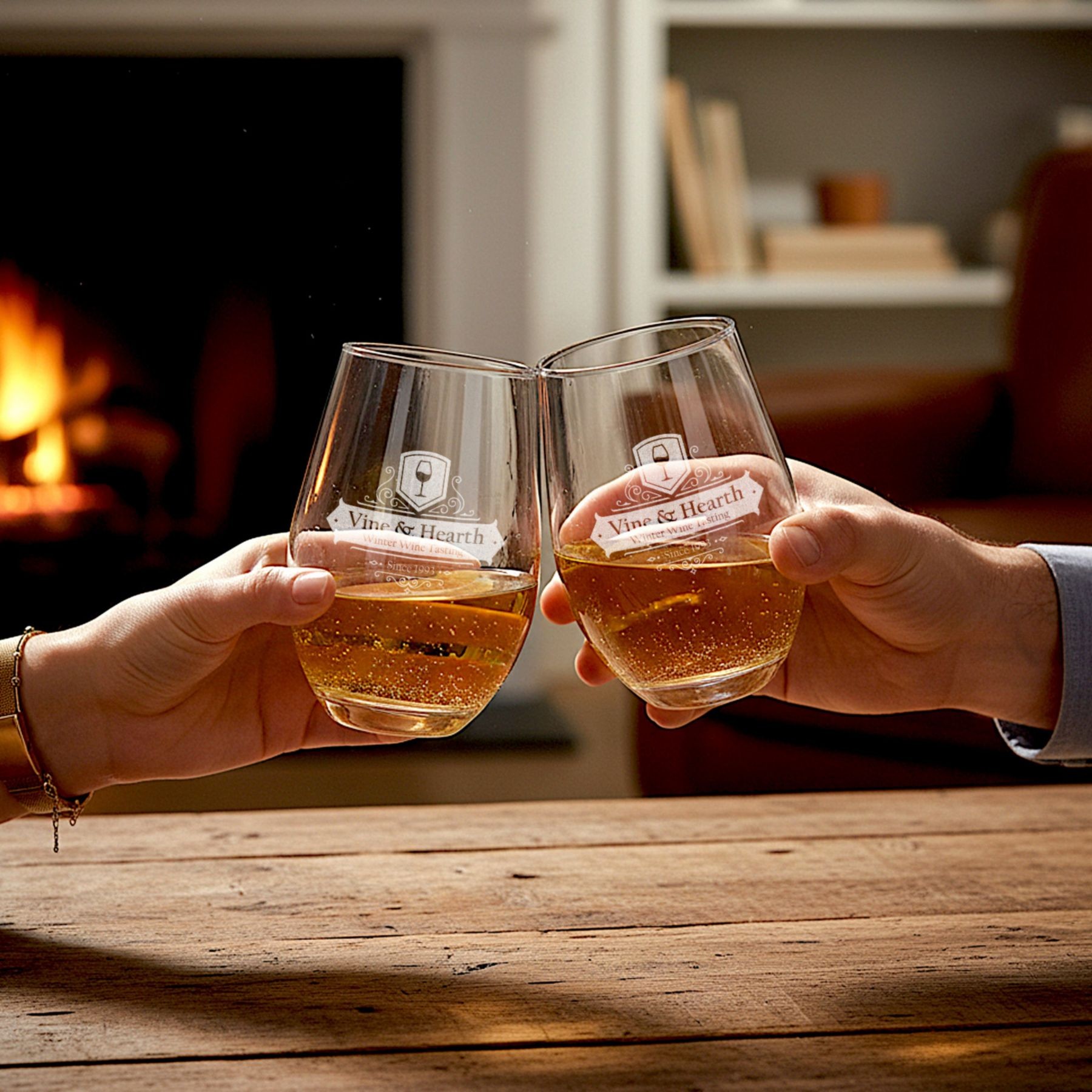 Picture of 2 Piece Etched Stemless Wine Glass Set