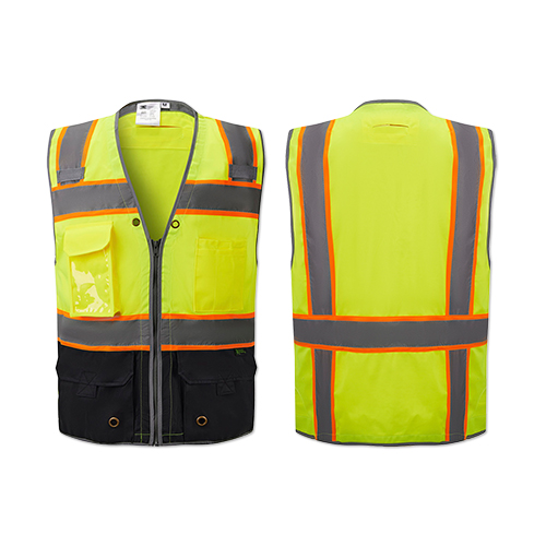 Picture of Deluxe ANSI Class 2 Safety Vest w/Reflective Piping & Black Bottom
