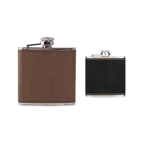 Picture of 6 Oz. Leatherette Wrapped Stainless Steel Hip Flask