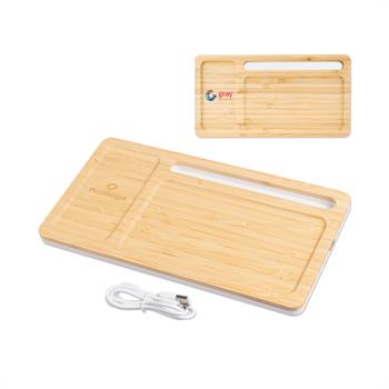 Picture of Bamboo Wireless Charging Pad Desktop Organizer
