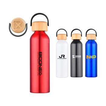 Picture of 24 Oz. 100% Recycled Aluminum Bottle w/Bamboo Lid