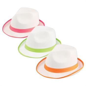 Picture of White Fedoras w/Neon Trim